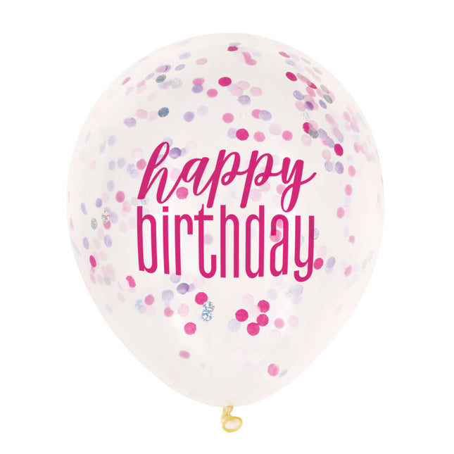 Globos de cumpleaños Happy Birthday Confetti 30cm 6pcs