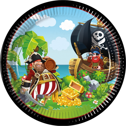 8 Platos de papel grandes 23cm FSC Island Pirates