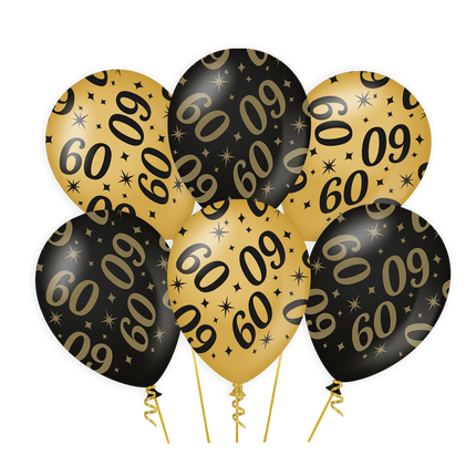 Globos 60 Años Oro Negro 30cm 6pcs