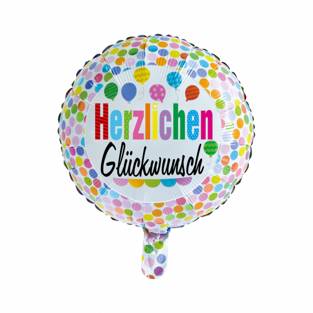 Globo de Helio Herzlichen Gl√ºckwunsch Confetti 45cm vacío