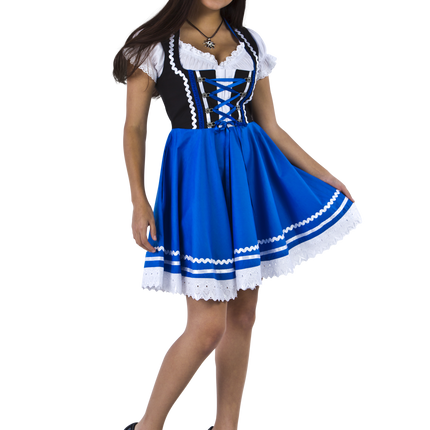 Oktoberfest Vestido Dirndl Oktoberfest Azul Blanco Señoras 2 Piezas