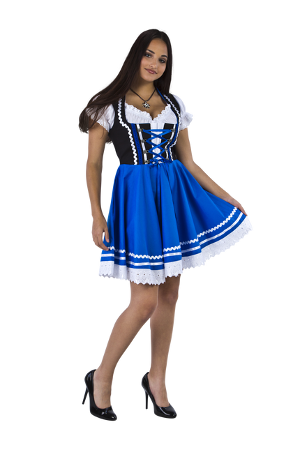 Oktoberfest Vestido Dirndl Oktoberfest Azul Blanco Señoras 2 Piezas