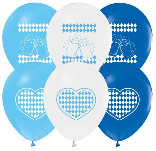 Globos Oktoberfest Azul Blanco 30cm 8pcs