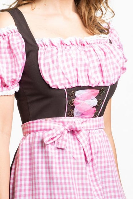 Vestido Dirndl Oktoberfest Rosa Marrón