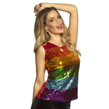 Top Flapper Arco Iris Lentejuelas