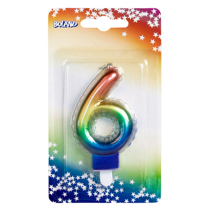 Vela Arco Iris 6 Años 8cm