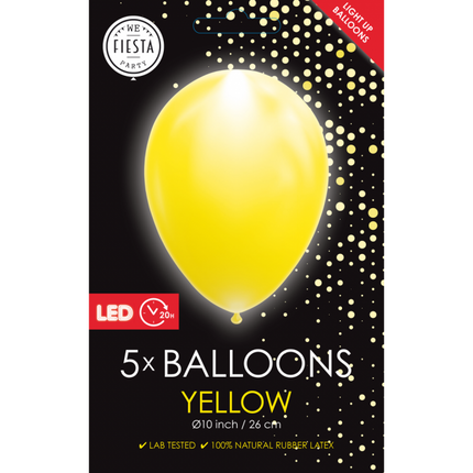 Globos Led Amarillos 26cm 5pcs