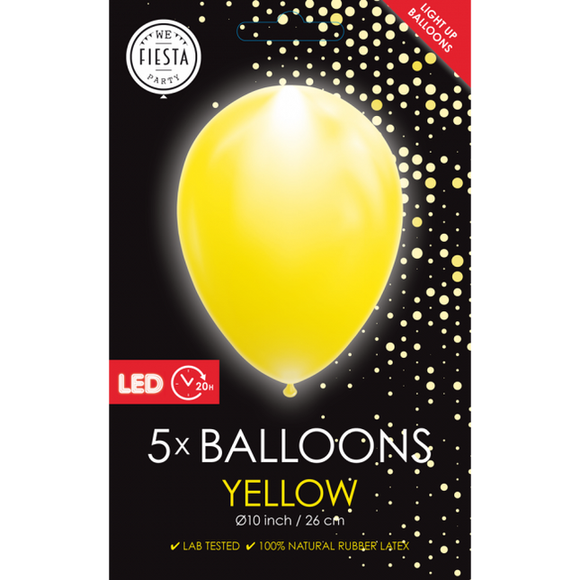 Globos Led Amarillos 26cm 5pcs