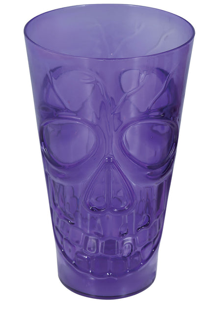 Calavera de cristal morada de Halloween 15cm