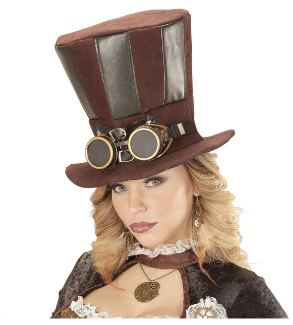 Sombrero Steampunk Alto Con Gafas