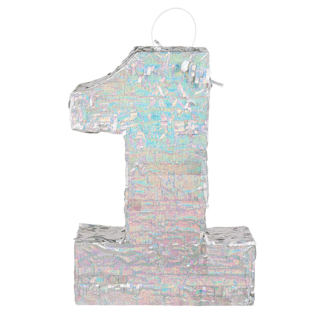 Piñata Plata 1 Año Holográfica 40cm