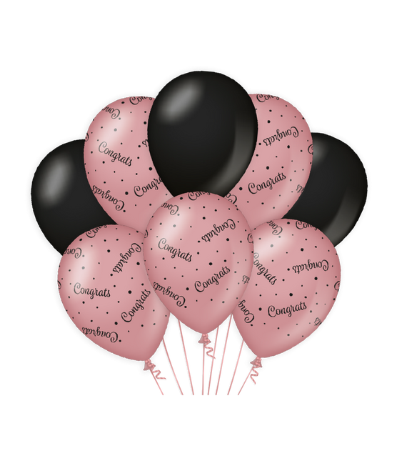 Globos Congrats Rosa Negro 30cm 8pcs