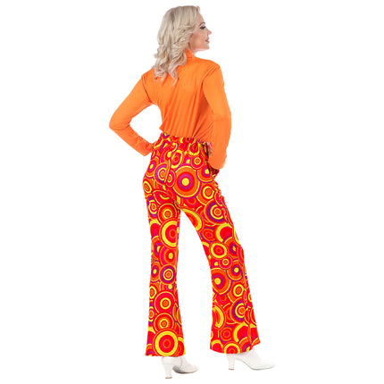 Pantalones Disco 70S Naranja Mujer Burbujas