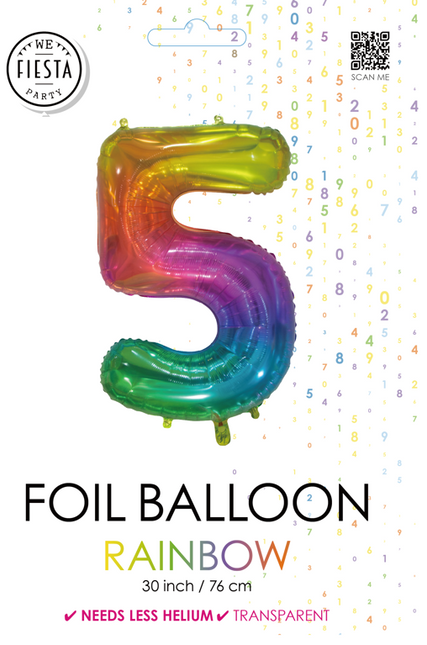 Globo foil Figura 5 Arco Iris Transparente 66cm