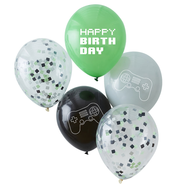 Gaming Party Globos Feliz Cumpleaños 30cm 5pcs