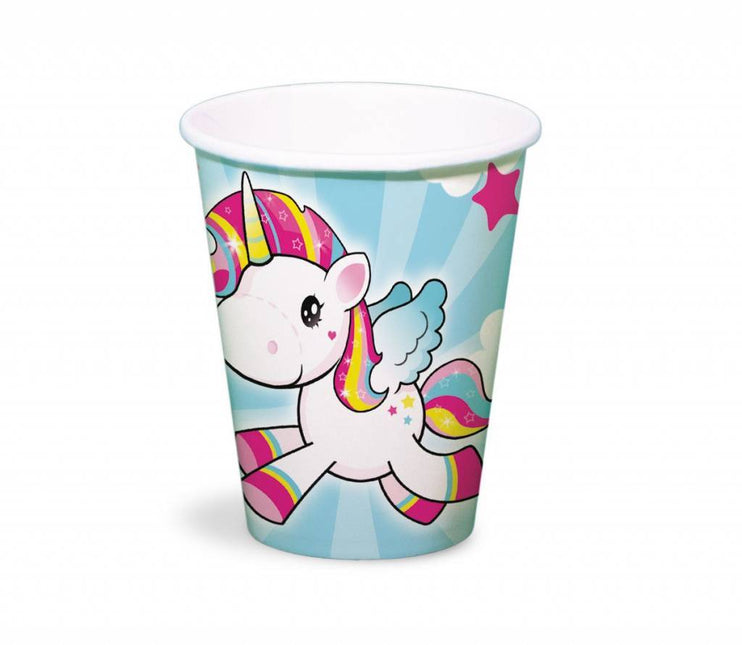 Vasos Unicornio Cartón 250ml 8uds.