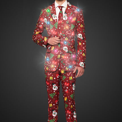 Traje Rojo Navidad Con Luces