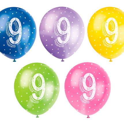 Globos 9 Años Confetti 30cm 5pcs