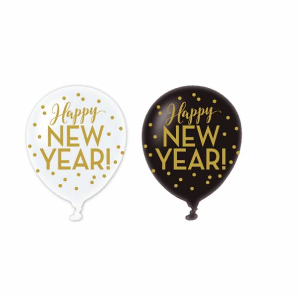 Globos Feliz Año Nuevo Oro 28cm 6pcs