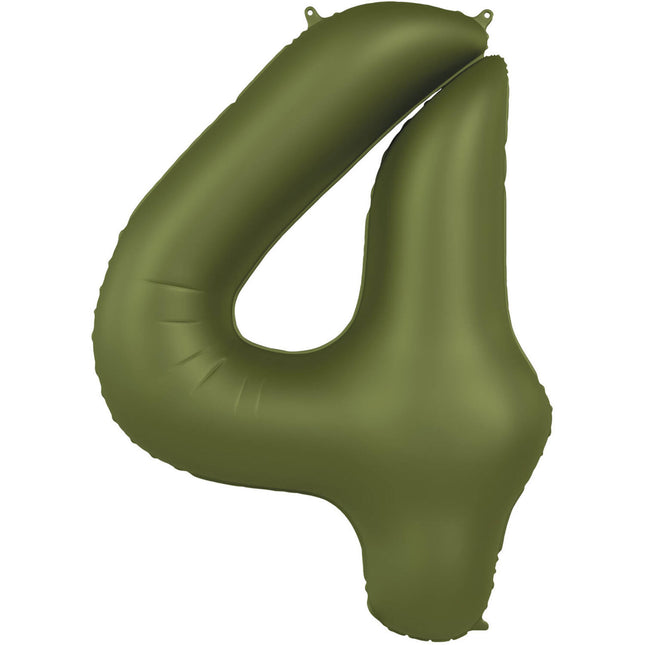 Globo Figura 4 Años Verde Mate 86cm