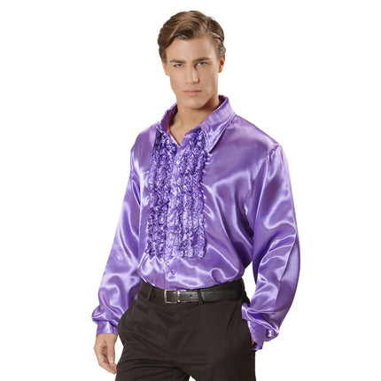 Blusa Disco 70S Morada Hombre