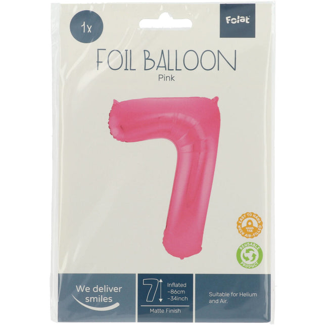 Globo Foil Figura 7 Rosa Mate XL 86cm vacío