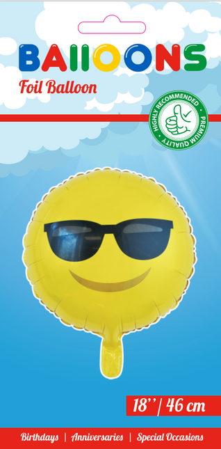 Globo de helio Emoji Gafas de sol 45cm vacío