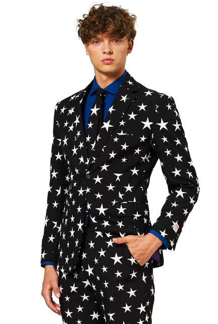 Traje Negro Blanco Estrellas Hombre OppoSuits