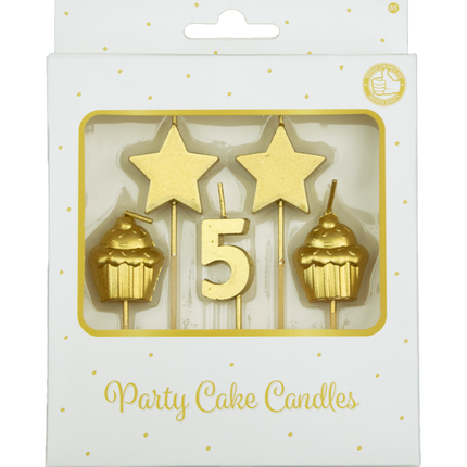 Velas 5 Años Cupcake Oro 17,5cm