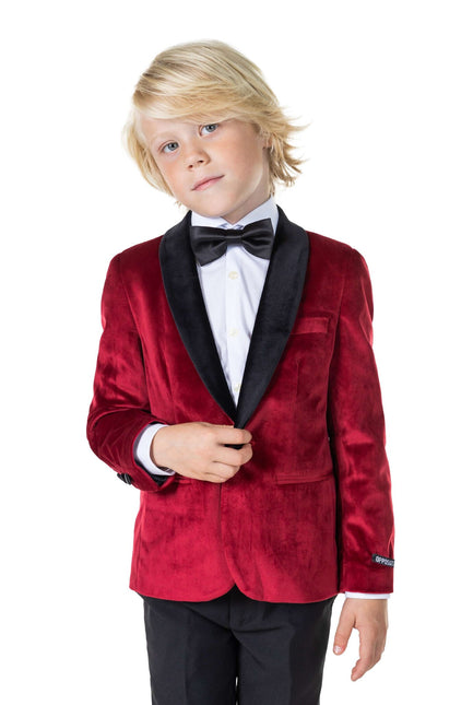 Blazer de terciopelo rojo burdeos chico OppoSuits