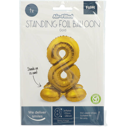 Globo Foil Figura 8 Oro con soporte 72cm