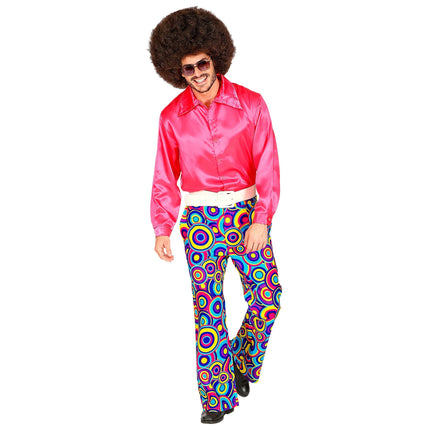 Pantalón Disco 70S Azul Púrpura Hombre