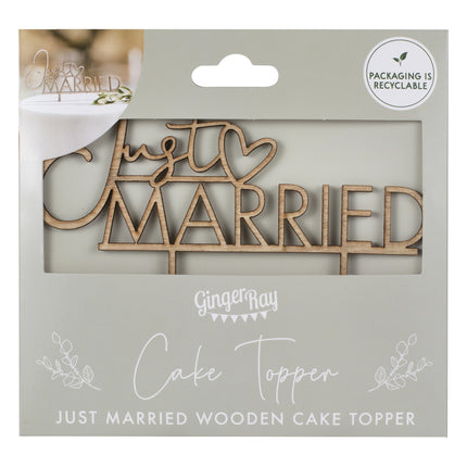 Adorno para tarta Just Married Madera 13.7cm