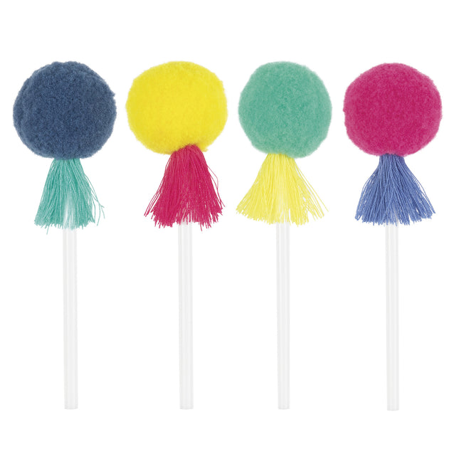 Adornos de colores para magdalenas Pom Pom y borlas 8 unidades