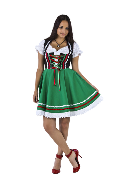 Oktoberfest Vestido Dirndl Oktoberfest Negro Verde Señoras 2 Piezas