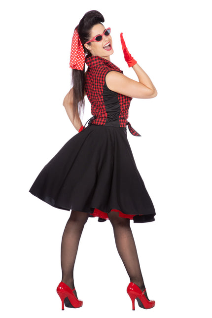 Rock N Roll 50S Vestido Negro Rojo Señoras