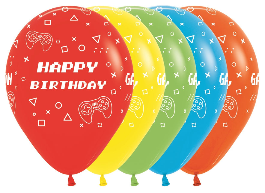 Globos Feliz Cumpleaños Juego On Fashion Mix 30cm 25pcs