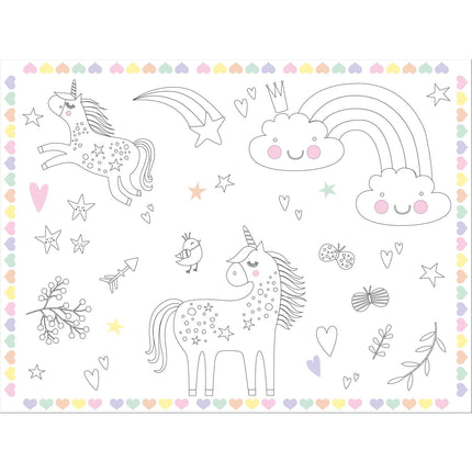 Mantel Individual Unicornio Arco Iris Plato de Color 6uds.