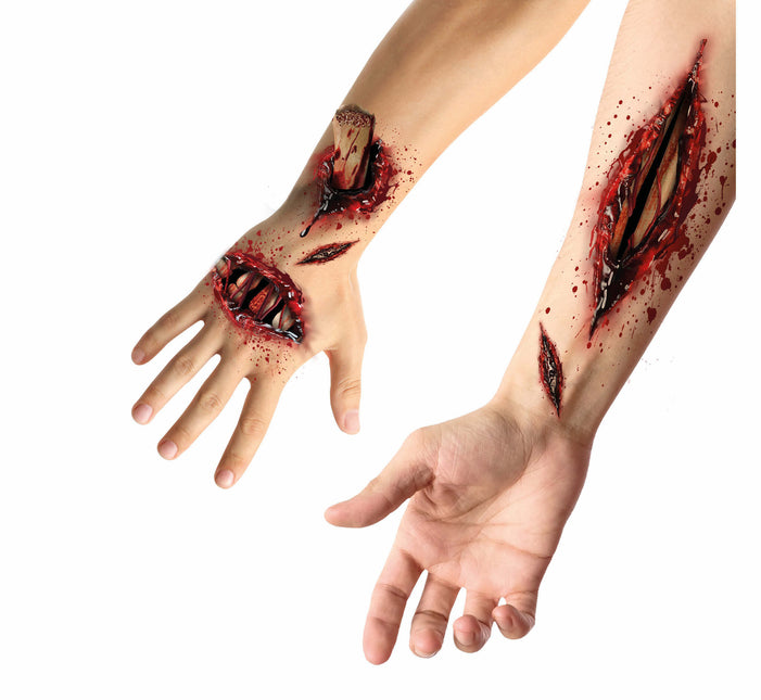 Tatuajes falsos de Halloween Heridas abiertas