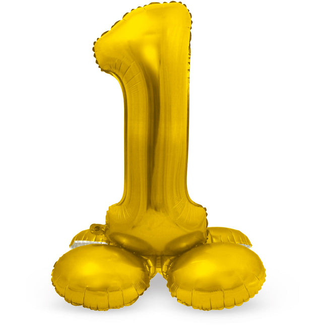 Globo Foil Figura 1 Oro con soporte 72cm