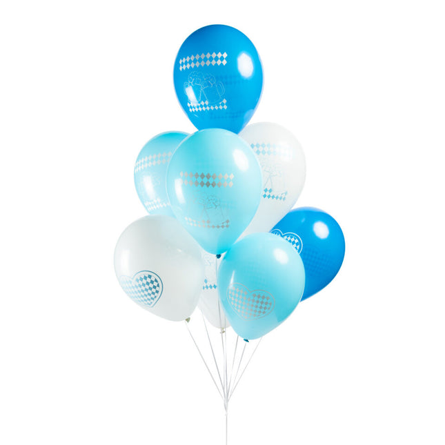 Globos Oktoberfest Azul Blanco 30cm 8pcs