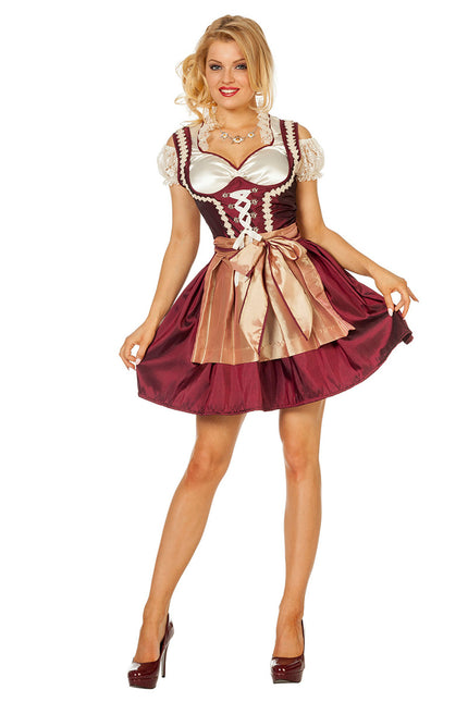 Vestido Dirndl Rojo Burdeos Oktoberfest Señoras