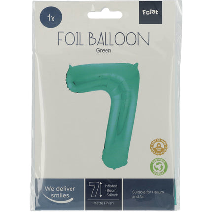 Globo Foil Figura 7 Verde Mate XL 86cm vacío