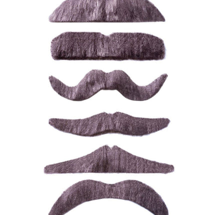 Bigote postizo gris 6 unidades