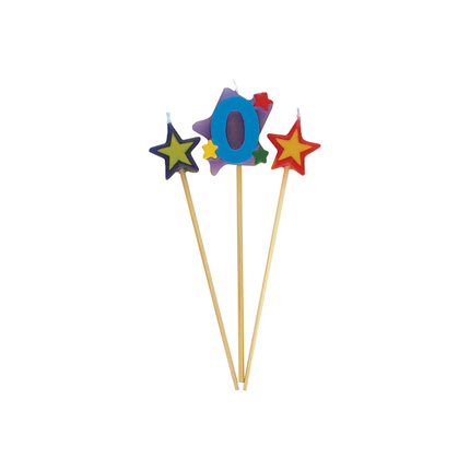 Vela Set 0 Año Estrellas 26cm 3pcs