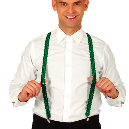 Verde Tirantes Pailettes Hombre 72cm