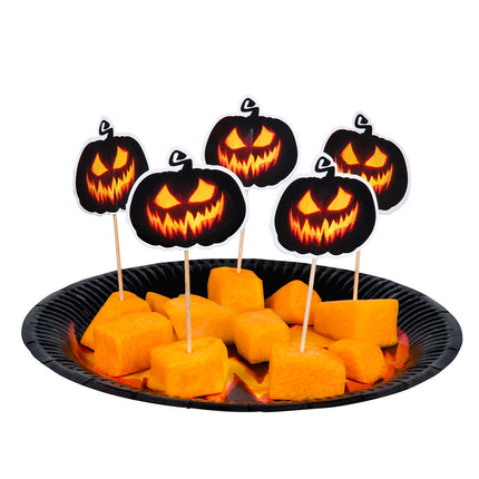 Picos de cóctel de Halloween Calabaza espeluznante 12 uds.