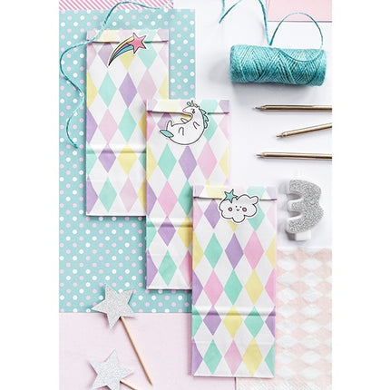 Bolsas para Compartir Unicornio Papel 18cm 6pcs