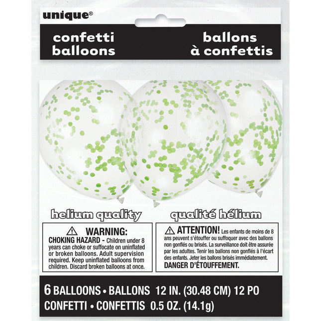 Globos Confertti Verde Lima 40cm 6pcs