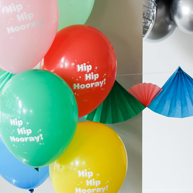 Globos Hip Hip Hooray Coloreados 33cm 6pcs